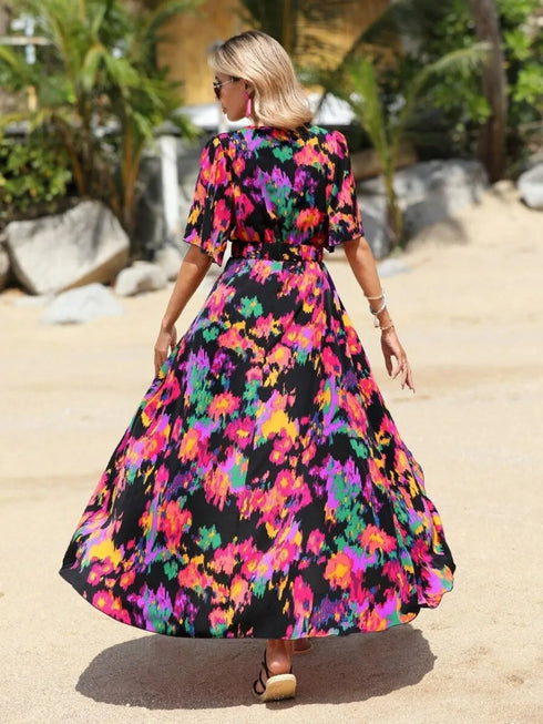 printed-surplice-short-sleeve-maxi-dress OhSoStyled - Sophia's Style in Black-5
